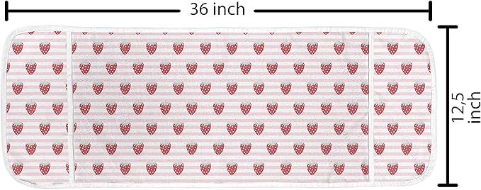 Ambesonne Strawberry Microwave Oven Cover, Girlish Pattern with Tasty Fruits on Stripes, Water Resistant Organizer with Pockets for Kitchen, 36" x 12", Pink Seafoam