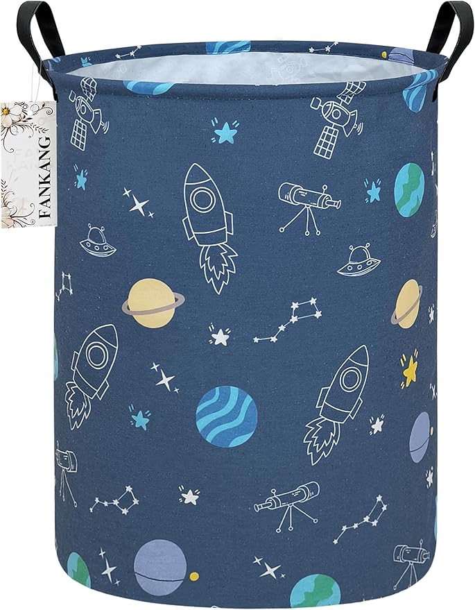 FANKANG Storage Basket, Nursery Hamper Canvas Laundry Basket Foldable with Waterproof PE Coating Large Storage Baskets for Kids Boys and Girls, Office, Bedroom, Clothes,Toysï¼Colorful Space ï¼