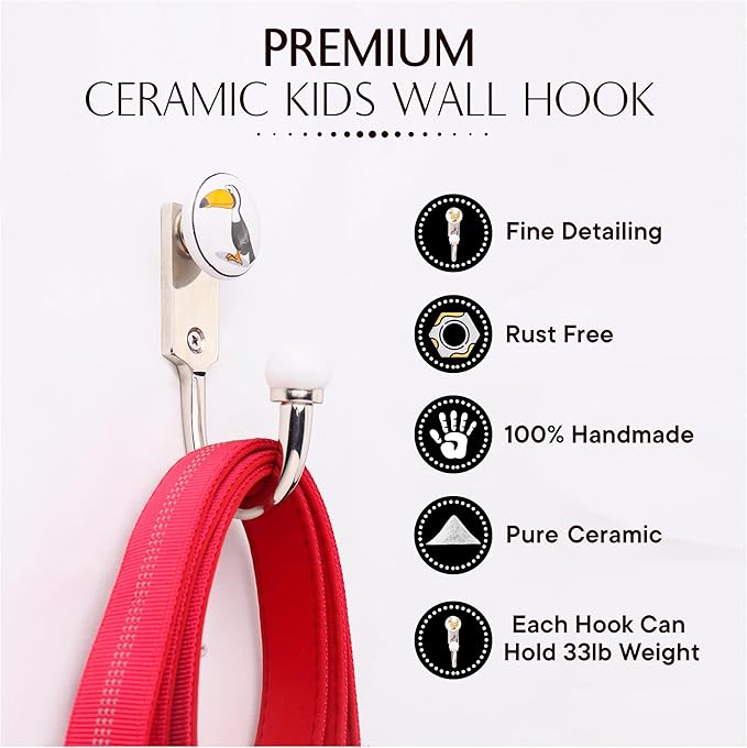 IndianShelf Pack of 6 Multicolor Ceramic Animal Wall Hooks – Vintage Funny Coat Hooks for Wall, Key Holder, Decorative Hangers for Clothes, Bags & Accessories