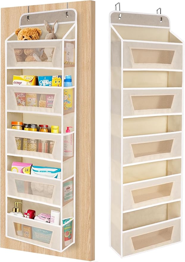Meolsaek Over the Door Organizer, 46lbs Load and Anti-Tilt Design, 5 Tier Behind the Door Storage, Hanging Door organizer Perfect for Closet Organizers, Bathroom Storage