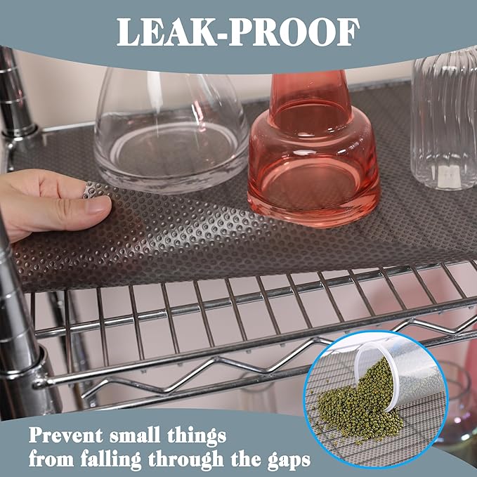 FLPMIX Shelf Liners for Wire Shelving: Waterproof Thick Pantry Shelves Liner - Easy to Cut Heavy Duty Metal Rack Mat Transparent Grey 8" x 120"