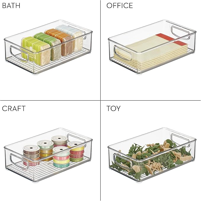 InterDesign 64330 Home Organizer Bin for Pantry, Refrigerator, Freezer & Storage Cabinet, 10" x 3" x 6", Clear Medium