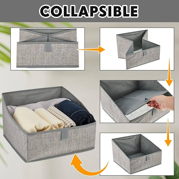 12 Pcs Closet Baskets Trapezoid Storage Bins Closet Storage Bins Foldable Fabric Bins Closet Shelf Organizer Bins Storage Box for Clothes Books Baby Toiletry Dvd Toys Towel, 11.4 x 11.4 x 7.9 Inch