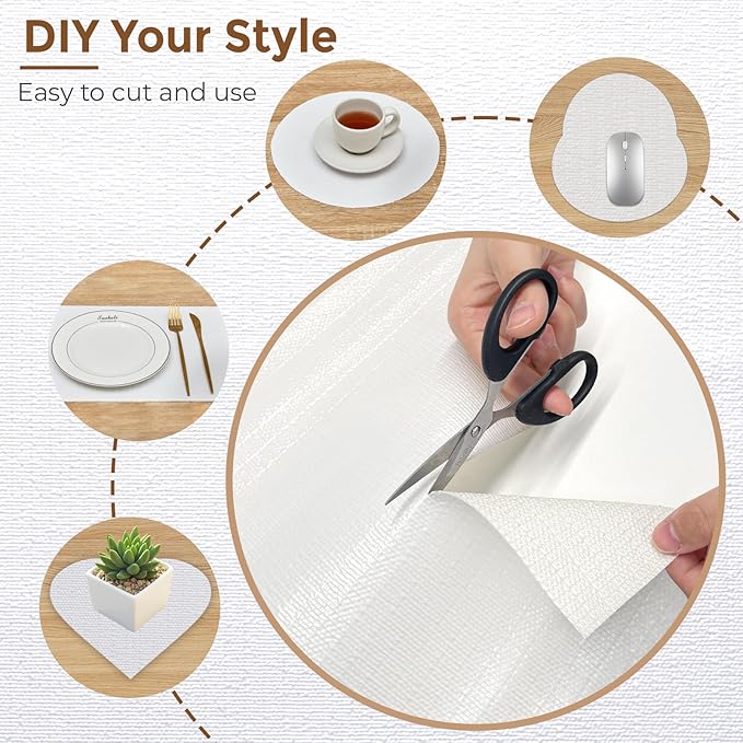 COAVAS Extra Grip Thickened Shelf and Drawer Liner - Non-Adhesive Non-Slip Waterproof Mats for Kitchen Cabinets, Drawers, Shelves, Dresser & Cupboard, Easy Cut DIY (White, 12IN x 10FT)