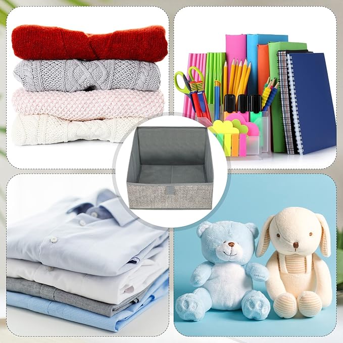 12 Pcs Closet Baskets Trapezoid Storage Bins Closet Storage Bins Foldable Fabric Bins Closet Shelf Organizer Bins Storage Box for Clothes Books Baby Toiletry Dvd Toys Towel, 11.4 x 11.4 x 7.9 Inch