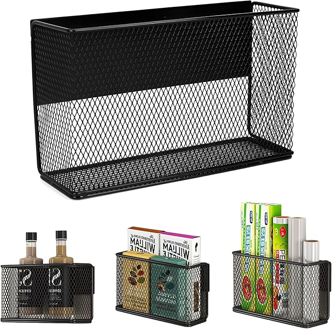 Magnetic Shelf for Fridge Heavy Duty,Magnetic Basket Fridge Organizer for Kitchen Laundry Refrigerator Pantry Holder Rack Organization Home School Office Storage