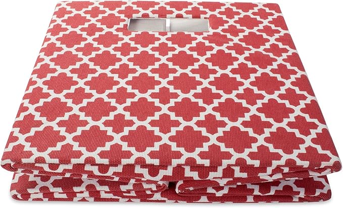 DII Hard Sided Collapsible Fabric Storage Container for Nursery, Offices, & Home Organization, (13x13x13) - Lattice Rust