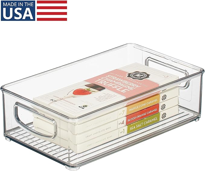 InterDesign 64330 Home Organizer Bin for Pantry, Refrigerator, Freezer & Storage Cabinet, 10" x 3" x 6", Clear Medium
