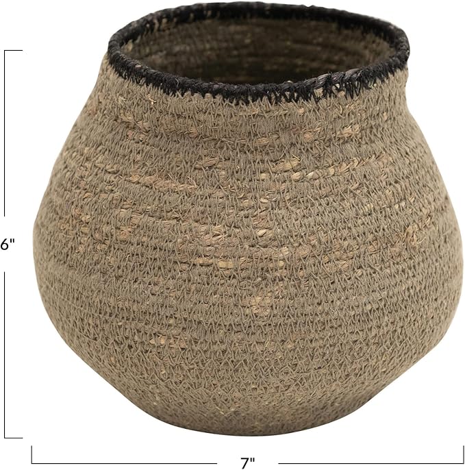 Bloomingville Hand-Woven Seagrass, Grey & Black Basket, AH1801