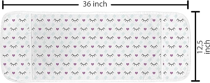 Ambesonne Eyelash Microwave Oven Cover, Winking Eyes and Pink Hearts Romantic Pattern Cartoon, Water Resistant Organizer with Pockets for Kitchen, 36" x 12", Blue Fuchsia