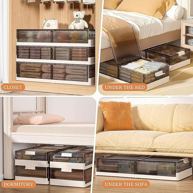 Under Bed Storage Containers - 3Pack, Stackable Under Bed Rolling Storage Plastic Containers, 11.5Gal Storage Bins with Wheels, Multi-purpose Storage Bins with Lids for Clothes, Shoes, And Duvets