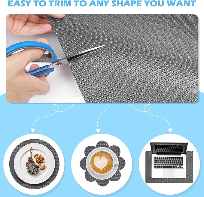 Drawer Liners, Waterproof Shelf Liner, Anti-Slip Non-Adhesive BPA Free Kitchen Cupboard Cabinet Liner Refridge Fridge Mats Sink Protector Strong Durable for Home (Grey/11.8in x 20Ft)