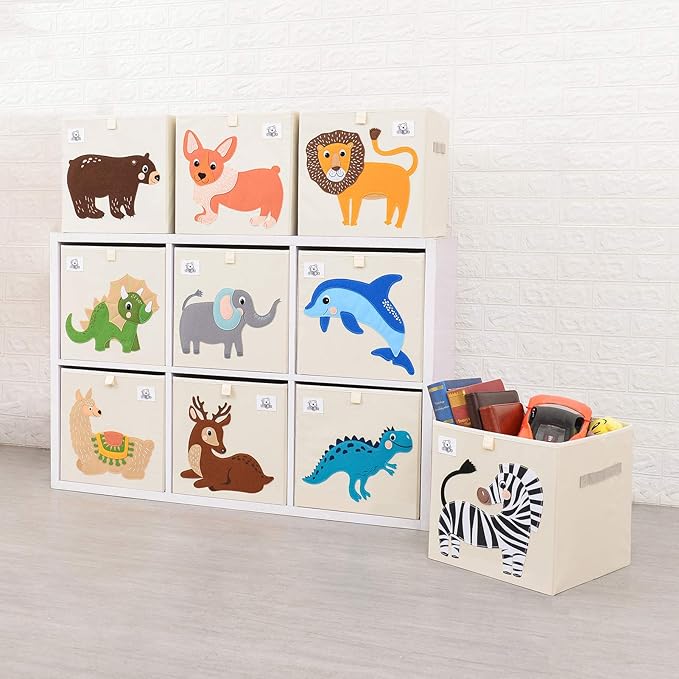 CLCROBD Foldable Animal Cube Storage Bins Fabric Toy Box/Chest/Organizer for Toddler/Kids Nursery, Playroom, 13 inch (Dog)