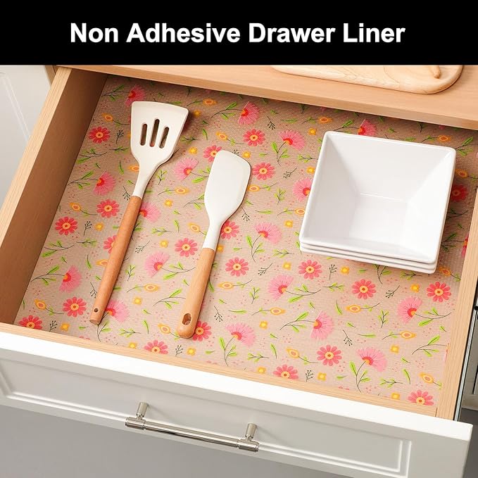 Cooyes Shelf Liner – Premium Non-Adhesive Cabinet & Drawer Liner for Kitchen – Waterproof Shelf Paper with Modern Pattern – Durable EVA Cabinet Mat – Easy to Cut （24" W x 120" L）