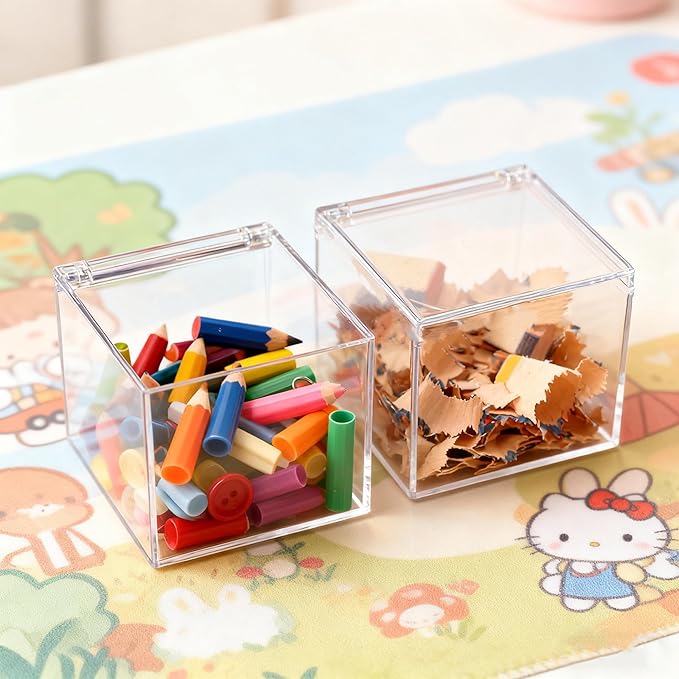 Acrylic Box Clear Hinge Lid Box with Lid Small Clear Display Multipurpose Storage Contanier for Keepsakes, Jewelry, Trinkets