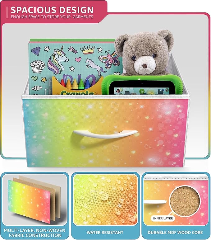 Sorbus Kids Dresser with 6 Drawers - Storage Chest Organizer Nightstand - Steel Frame, Wood Top, Tie-Dye Fabric Bins for Clothes - Wide Furniture for Bedroom, Hallway, Nursery, Closet, & Apartment