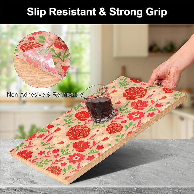 Cooyes Shelf Liner – Premium Non-Adhesive Cabinet & Drawer Liner for Kitchen – Waterproof Shelf Paper with Modern Pattern – Durable EVA Cabinet Mat – Easy to Cut （24" W x 120" L）