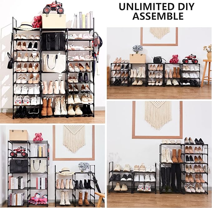 Mavivegue 9-Tier Metal Shoe Rack - Holds 50-55 Pairs, Tall Storage Shelf for Shoes, Boots, Entryway, Closet, Garage