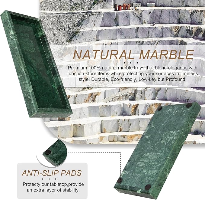 Natural Marble Tray, Stone Tray for Bedroom/Bathroom/Kitchen/Vanity Countertop, Jewelry Tray for Rings Earrings Necklace Bracelet Watch, Room Decor Aesthetic