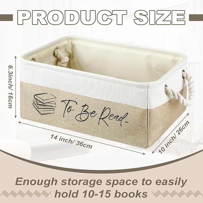 Marsui Book Lover Gifts TBR Book Storage Basket to Be Read List Storage Bin Bookish Accessories Bookworm Gift for Club Members Student Teacher Reading Accessories