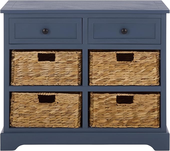 SAFAVIEH Home Collection â Herman Blue Storage Unit, 2-Drawer 4-Basket Mixed-Material Organizer, Fully Assembled (AMH5702K)