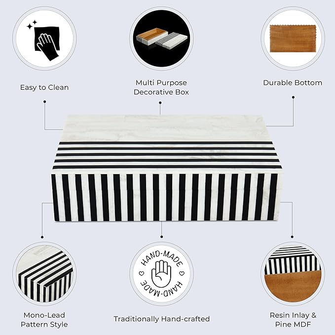 Handicrafts Home Decorative Storage Box 10x6 – Remote Organizer Box with Lid, Modern Decorative Keepsake Box, Boho Shelf Décor, Memory Box for Photos or Letters, Decorative Box for Table Décor