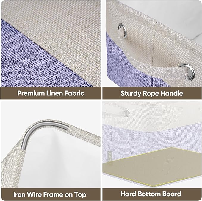 BALEINE 1 Pack Fabric Closet Storage Bins for Shelves, Linen Closet Organizers and Storage, Decorative Baskets for Organizing, Shelf, Clothes, Home, Office (Lavender, 12"x8"x8")
