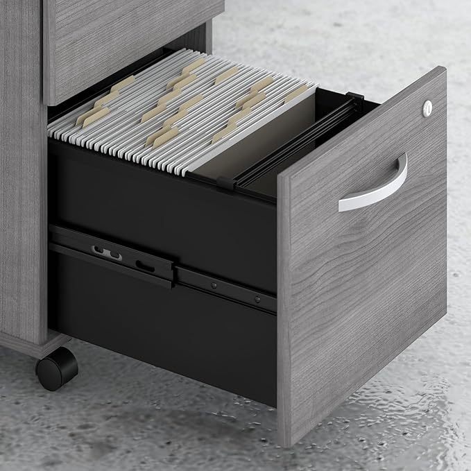Bush Business Furniture Echo 3 Drawer Mobile File Cabinet in Gray Sand, Portable Document Storage Solution for Home and Professional Office