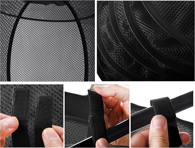 Hanging Net for Stuffed Animals, Foldable Storage Organizer 5 Compartments Toy Storage Organizer for Kid Room Toys, Gloves,Hats,Socks Storage（Black）