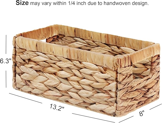 Vagusicc Storage Basket Wicker Baskets for Organizing with Handles Decorative Storage Bins for Countertop Toilet Paper Basket for Toilet Tank Top Small Baskets (13.2x8x6.3 inch, 2 Pack)