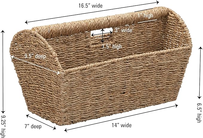 Household Essentials Rectangular Magazine Rack, Seagrass