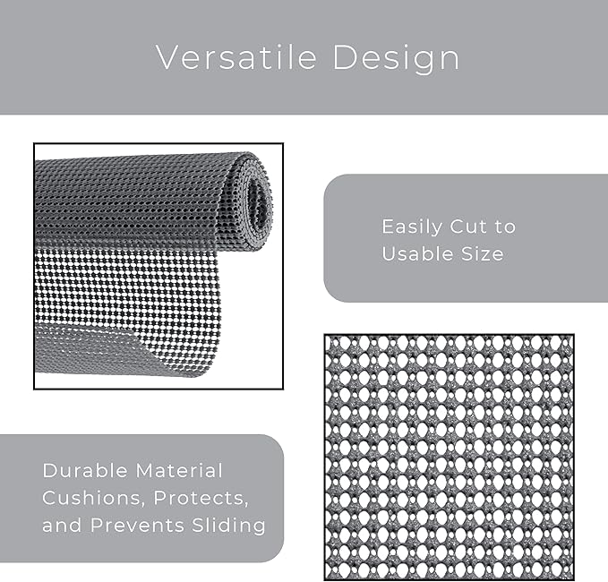 Smart Design Classic Grip Shelf Liner for Home Organization- Non Adhesive/Slip, Easy Clean - Perfect for Desk, Shelves, Kitchen, Bathroom, Cabinet Protection -Graphite Gray (Pack of 2)