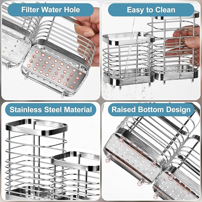 Utensil Holder, Stainless Steel Utensil Drying Rack for Kitchen Counter, Silverware Cutlery Flatware Holder Forks, Knives, Spoons, Chopsticks Organizer