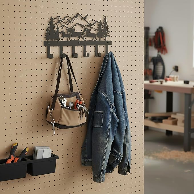 Metal Black Coat Hooks Wall Mount and Coat Rack Hanger for Hanging and Storage Ideal for Living Room, Hallway, Office, Backpack, Bags, Towel, Clothes and Hat (Horse)