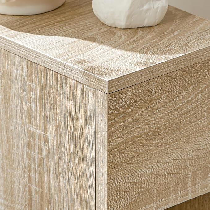 SoBuy Nightstand Narrow Night Stand Modern Design Bedside Furniture Slim End Table Storage Cabinet with Sliding Drawer and Open Compartment, Natural FBT111-NX2