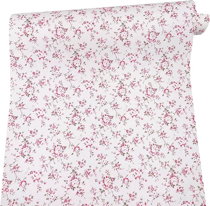 Rural Floral Shelving Paper Decorative Self-Adhesive Shelf Liner Drawer Cabinet Sticker 17.7 Inch by 9.8 Feet