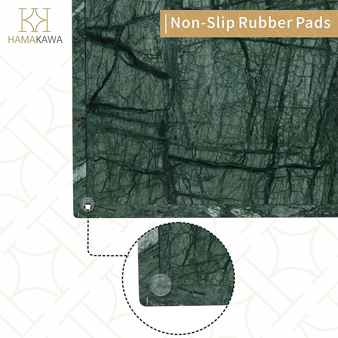 Large Bathroom Vanity Tray, Real Natural Marble Tray 12 inch, Emerald Green Marble Stone Toilet Tank Trays, Modern Dresser Trays, Countertop Organizer for Kitchen Counter, Soap Dispenser