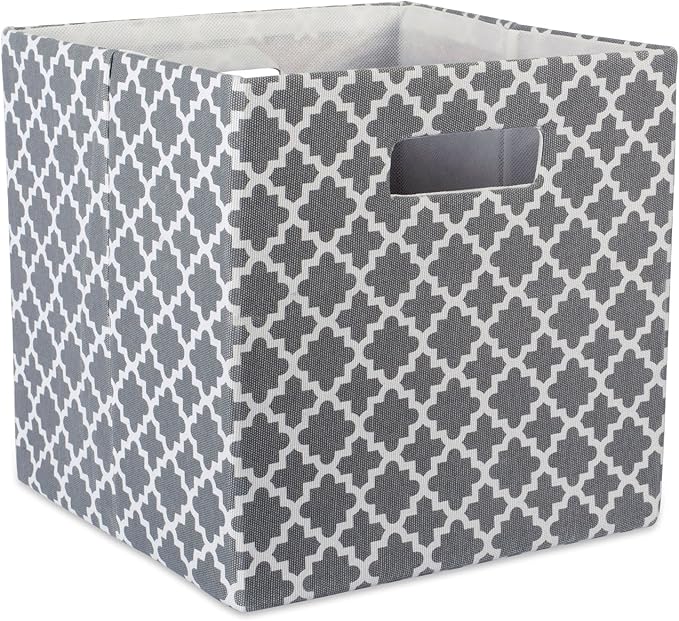 DII Hard Sided Collapsible Fabric Storage Container for Nursery, Offices, & Home Organization, (11x11x11) - Lattice Gray