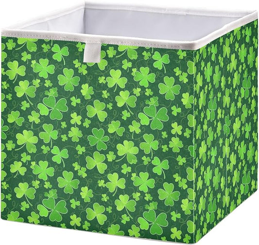 Bolaz Clover St Patrick Day Closet Organizers Storage Cubes Storage Bins Shelf Baskets Containers for Home Room Office,Square