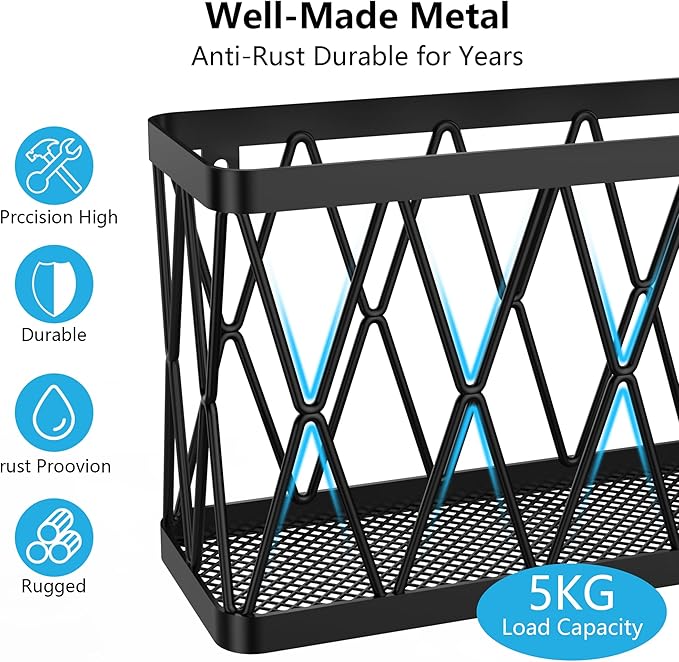 YIGII 8 Pack Inside Cabinet Door Storage, Lid Organizer for Pyrex, Kitchen Bathroom Pantry Storage Organizer Baskets Slim Stainless Steel, Black