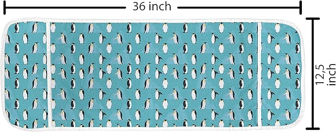 Ambesonne Turquoise Blue Microwave Oven Cover, Icebergs and Penguins, Water Resistant Organizer with Pockets for Kitchen, 36" x 12", Turquoise Grey