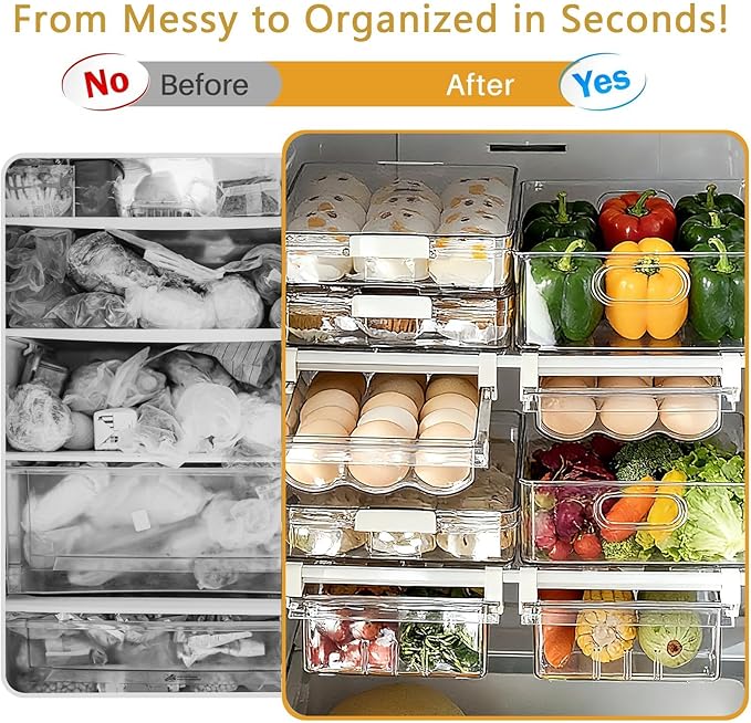 Egg Storage for Refrigerators,Egg Holder for Fridge,Pull Out with Handle,Eggs 18 Count Fit for Refrigerator Shelf Under 0.6 Inch,Easy to Install