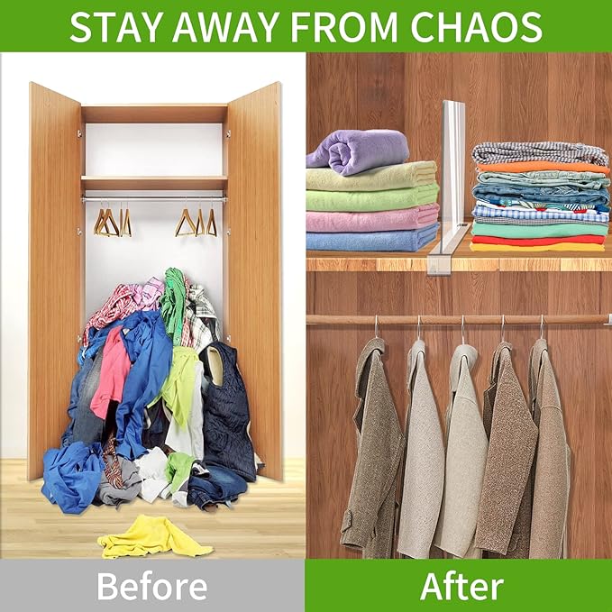 Acrylic Shelf Dividers for Closet Organization, Clear Closet Shelf Separators for Wooden Shelving, Adjustable Acrylic Bookshelf Organizers for Kitchen Cabinets and Bedroom (8PCS)