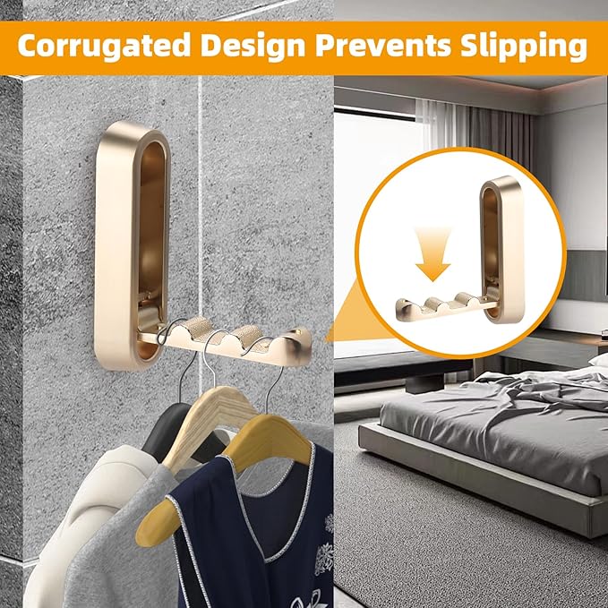 Folding Wall Hooks, 4pcs Foldable Coat Hooks, Heavy Duty Folding Hook for Hanging Coats Towel Hat Backpack, Gold