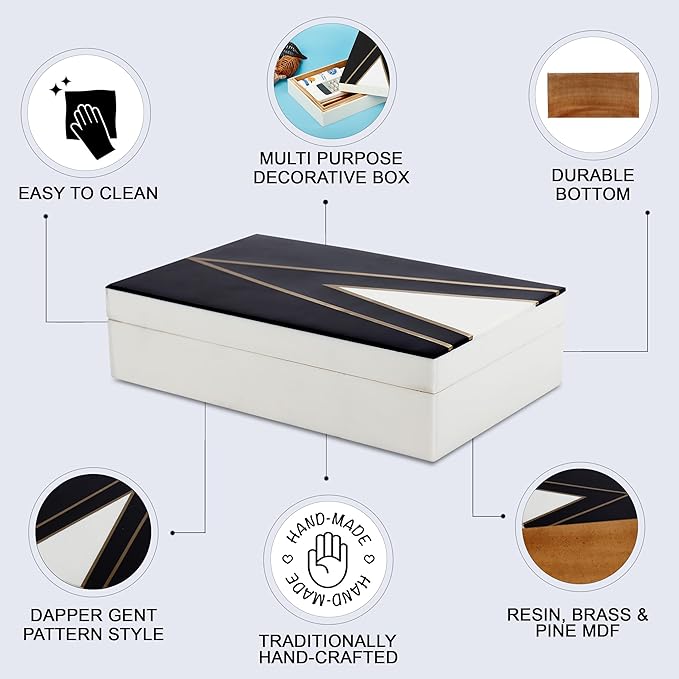 Handicrafts Home Decorative Keepsake Box 8x5 – Small Organizer Box with Lid, Boho Decorative Storage, Retro Memory Box, Unique Coffee Table Décor, Jewelry or Trinket Box, Modern Shelf Decorative Box