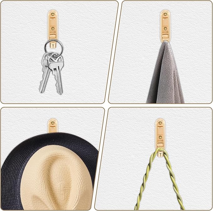 2PCS Invisible Folding Wall Hooks, Coat Rack Wall Mount, Foldable Clothes Hooks Can be Installed in Closets, Bedrooms, Bathrooms, Living Rooms, for Hanging Towels, Hats, Backpacks(Gold)