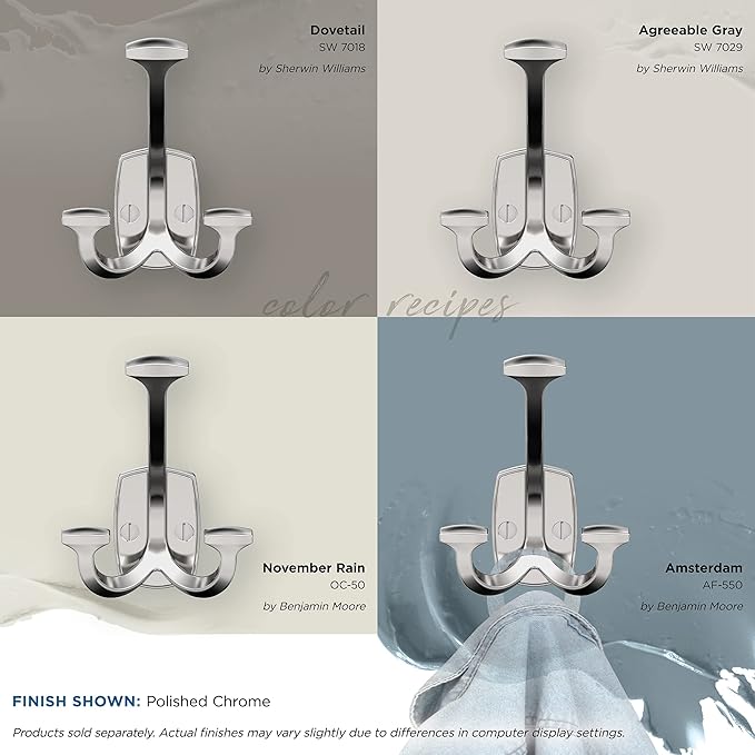Amerock H3700426 | Vicinity Triple Prong Decorative Wall Hook | Polished Chrome Hook for Coats, Hats, Backpacks, Bags | Hooks for Bathroom, Bedroom, Closet, Entryway, Laundry Room, Office