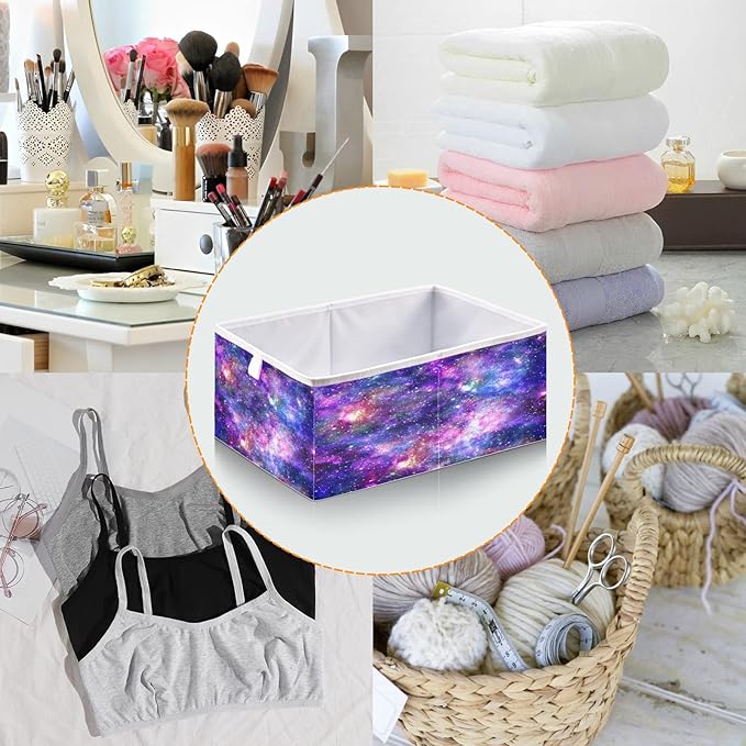 Blueangle Galaxy Cube Storage Bin, 11 x 11 x 11 in, Large Collapsible Organizer Storage Basket for Home Décor