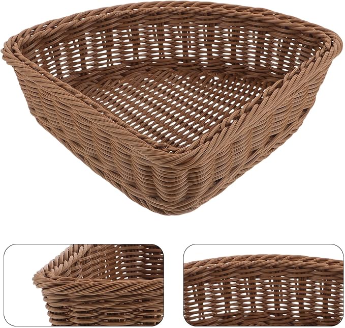 SUPVOX Triangular Corner Storage Basket, Small Woven Organizer Bin for Cosmetics and Snacks, 24.5cm Radius Fan-shaped Basket for Wardrobe, Kitchen, Bathroom, Nursery Storage