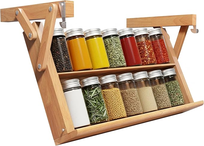 HOMESTEAD Upgraded Under Cabinet Spice Rack Organizer for Cabinet, Pull Down Hidden Spice Organizer, Kitchen Seasoning Organization Rack